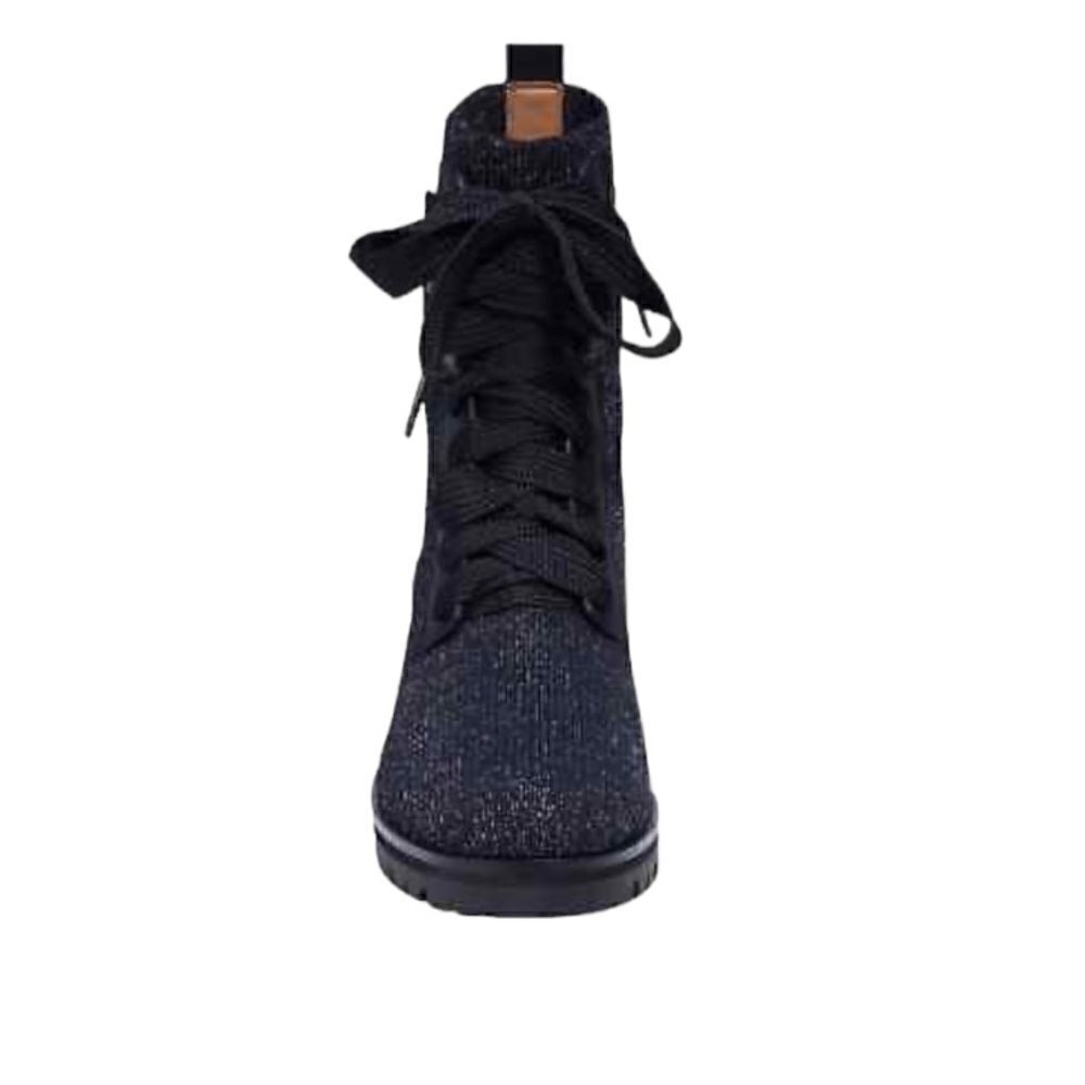 Kate Spade Merigue Knit Combat Boots Black Silver Sparkle Size 7.5 - Picture 6 of 12
